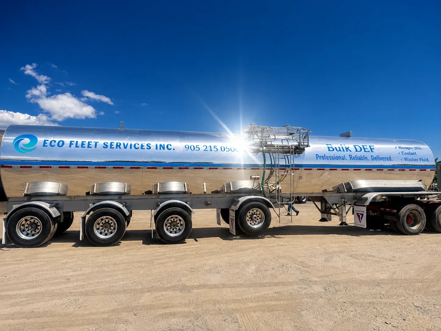 Eco Fleet branded bulk DEF tanker in full side profile