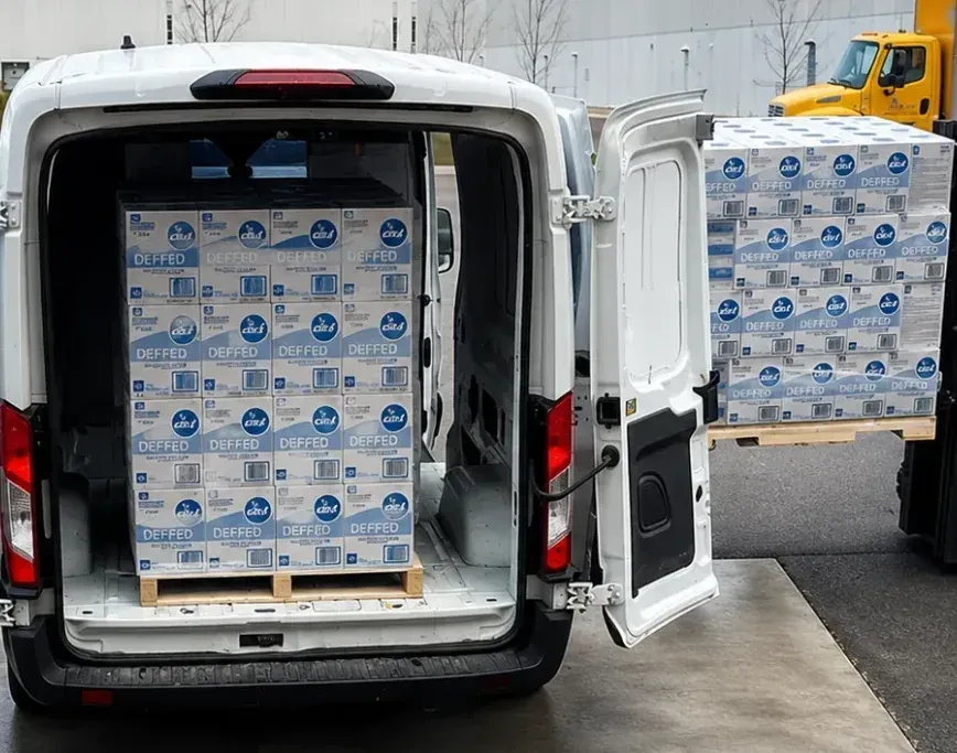 Packaged fluid orders loaded for distribution